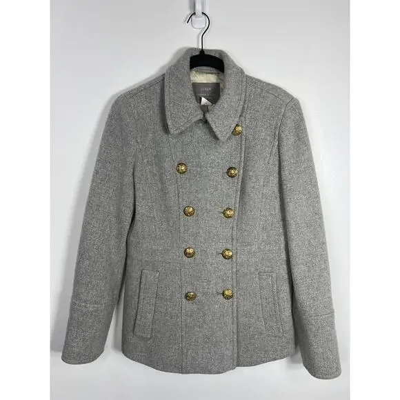 J. Crew Stadium Cloth Nello Gori Gray Wool Pea Winter Coat 4 Classic - Picture 1 of 6